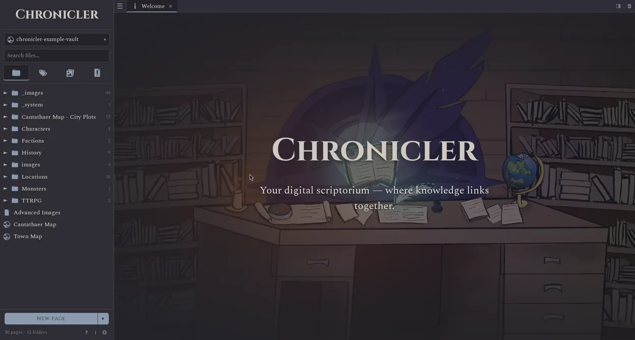 Video demonstration of Chronicler's instant wiki-linking and split-screen editing workflow.